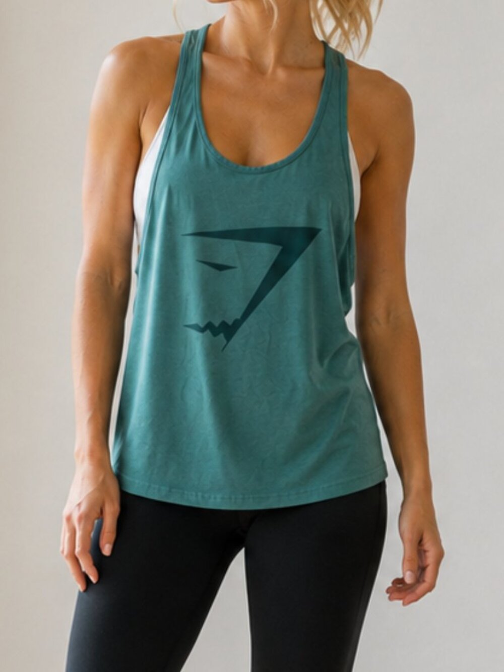 Gymshark Teal Racerback Training Tank Logo Workout Top Size S